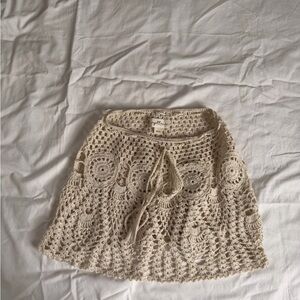 Crochet Tie-Waist Belt in Cream